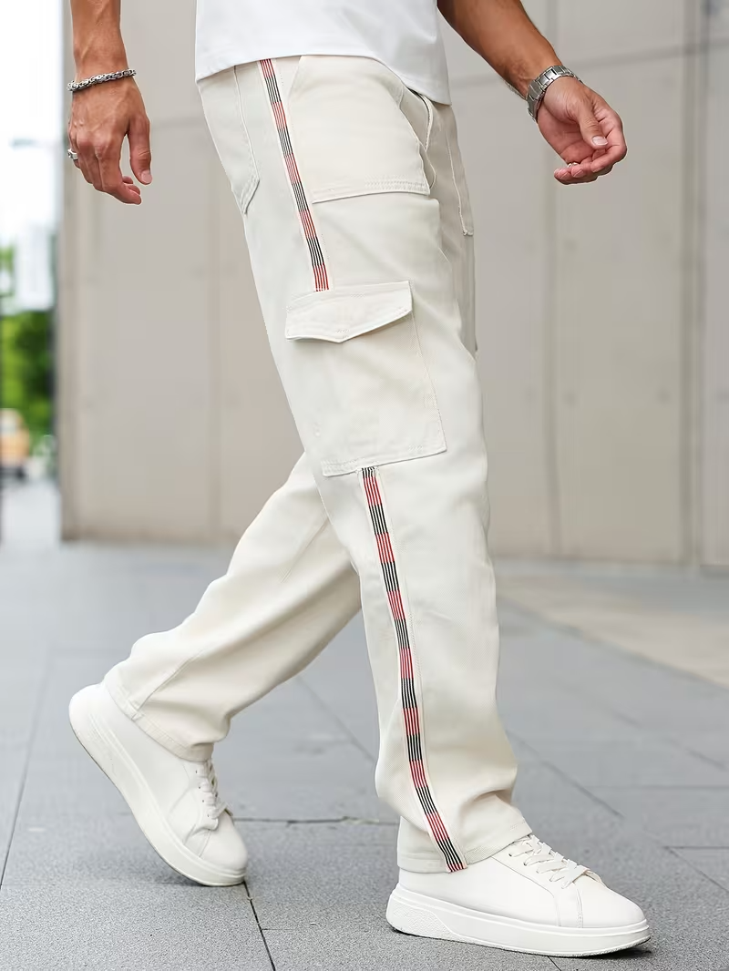 Men's Cargo Pants with Side Stripe