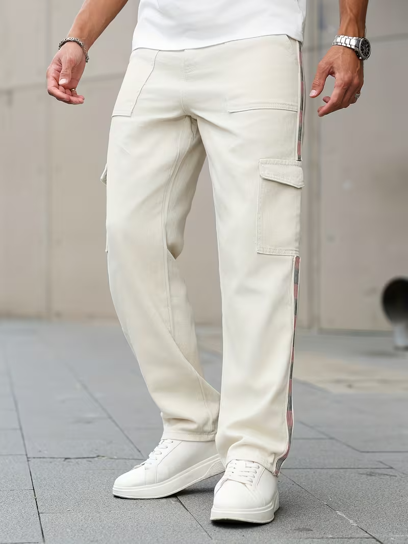 Men's Cargo Pants with Side Stripe