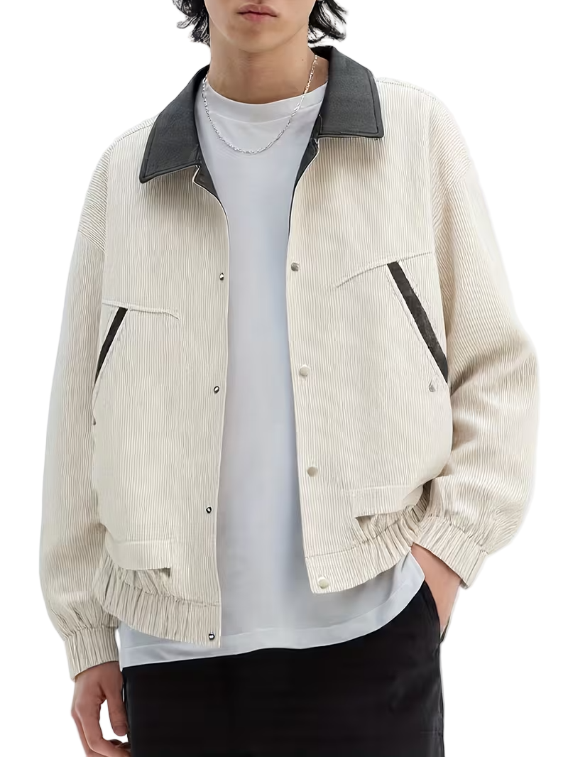 Men's Ribbed Snap-Button Jacket