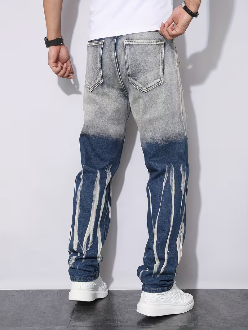 Men's Two-Tone Straight-Leg Pants