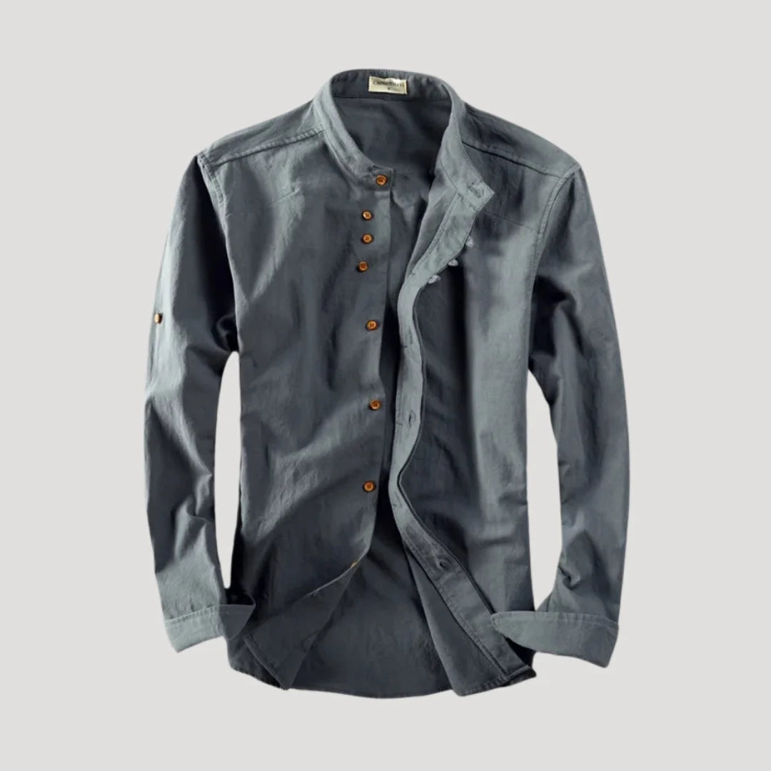 Men’s Button-Front Stand Collar Shirt