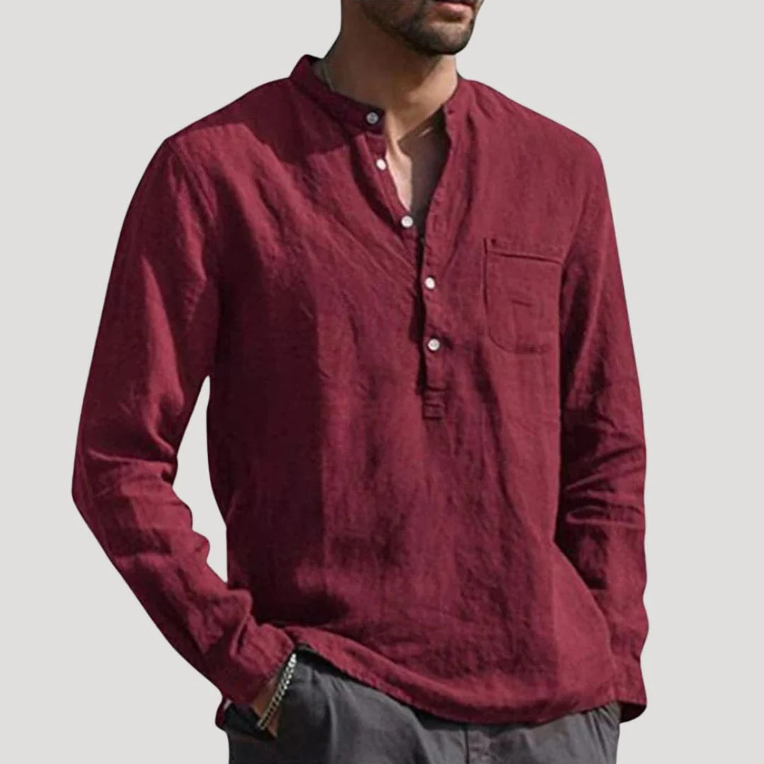 Men’s Button Placket Long Sleeve Shirt