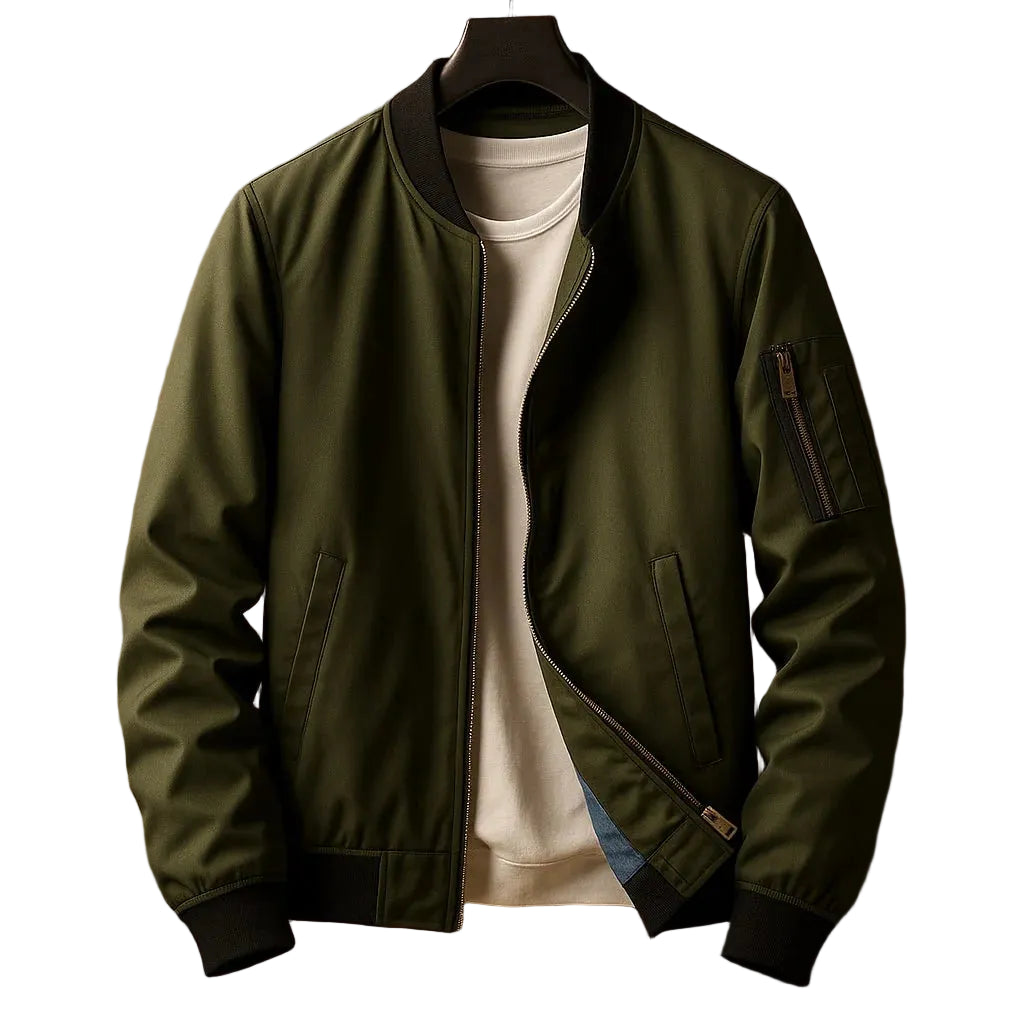 Men’s Classic Bomber Jacket with Zip Front