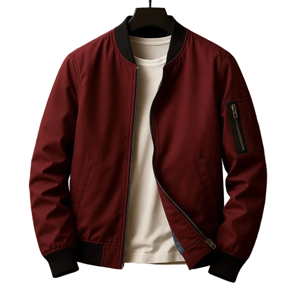 Men’s Classic Bomber Jacket with Zip Front