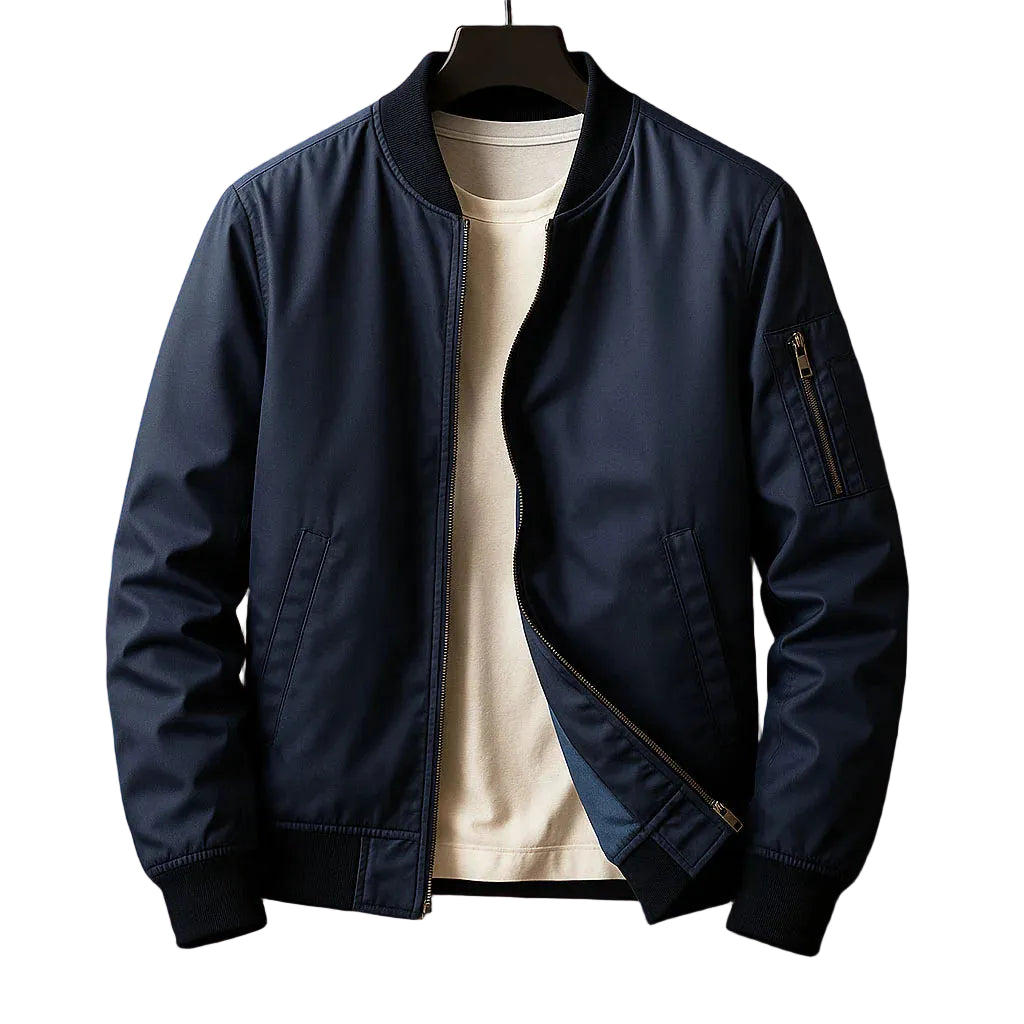 Men’s Classic Bomber Jacket with Zip Front