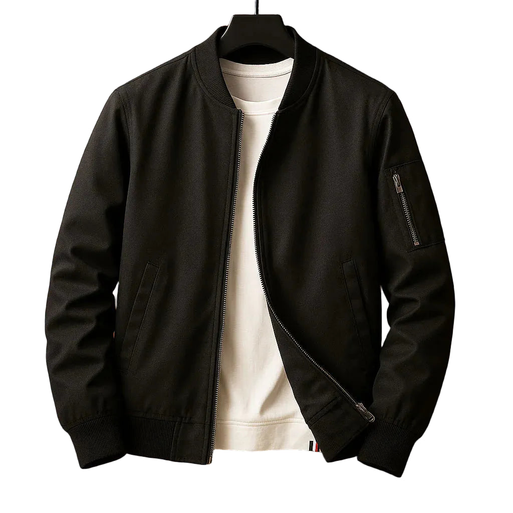 Men’s Classic Bomber Jacket with Zip Front