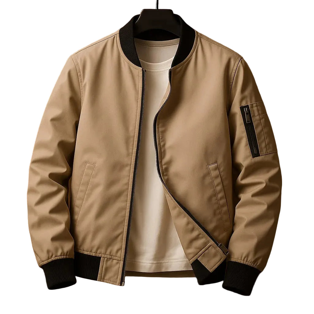 Men’s Classic Bomber Jacket with Zip Front
