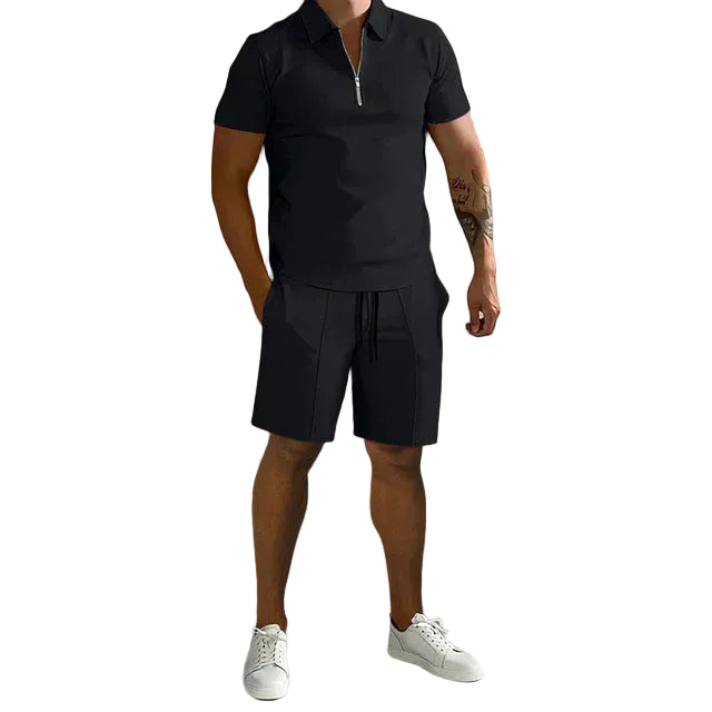 Men’s Half-Zip Polo and Drawstring Shorts Set