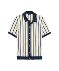 Men’s Short Sleeve Striped Knit Button Shirt