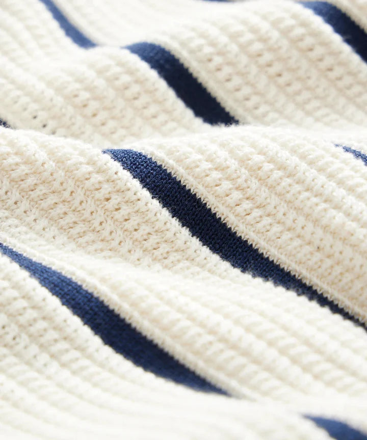 Men’s Short Sleeve Striped Knit Button Shirt