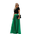 Women’s Long Pleated Skirt with Elastic Waistband